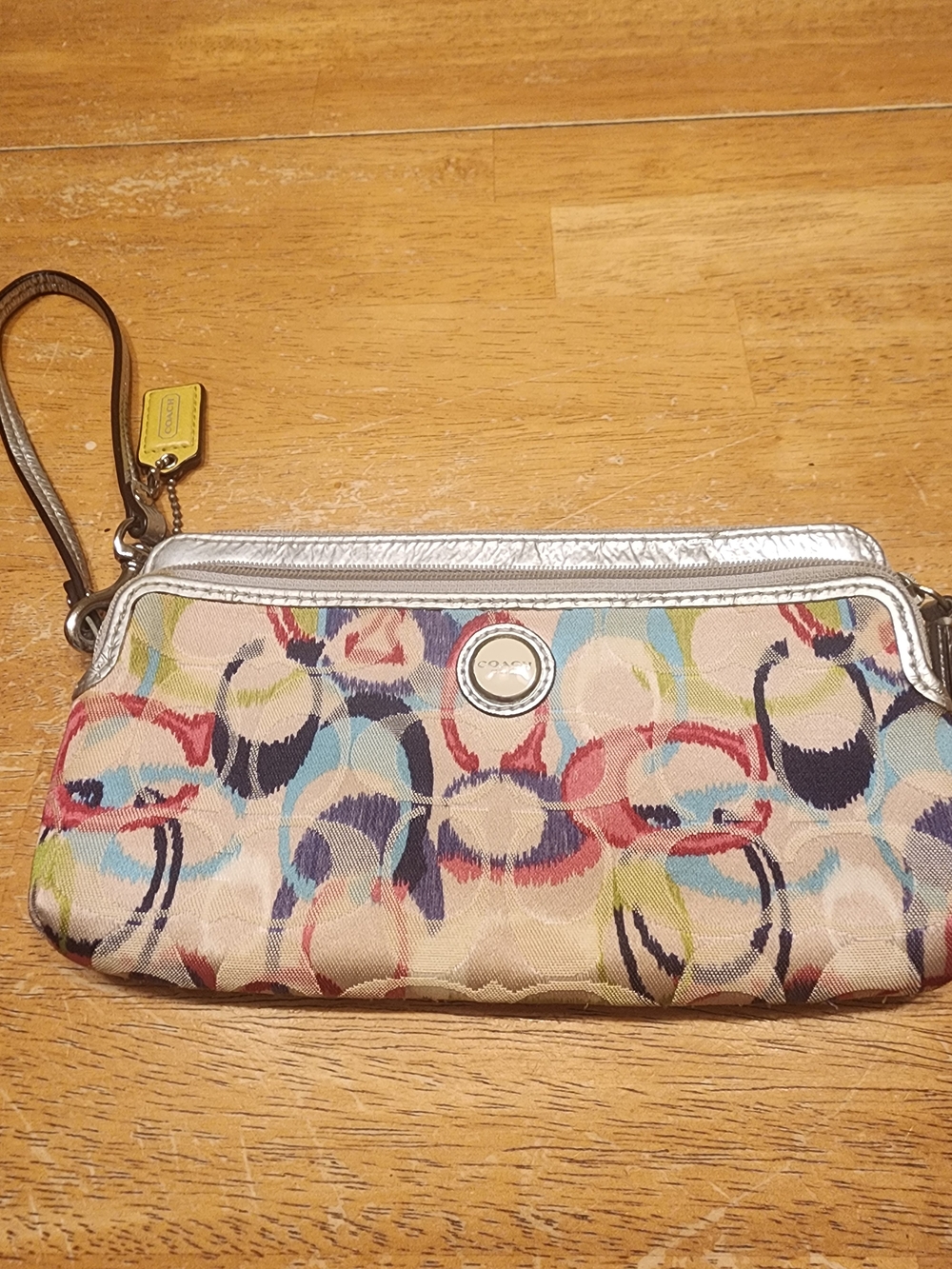 Coach Poppy Ikat Multicolor Signature Wristlet, a popular piece from Coach's Y2K